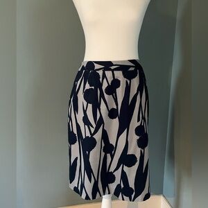 Boden Navy and Gray Floral Skirt